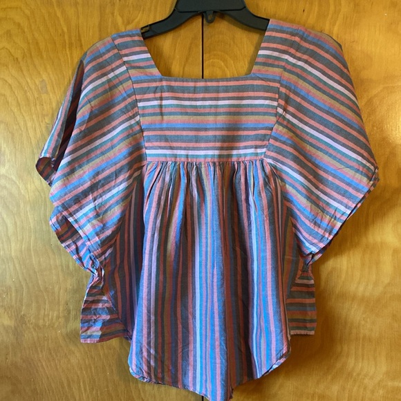 Madewell Butterfly Top In Rainbow Striped Style #L3049. Size XS - Picture 10 of 13